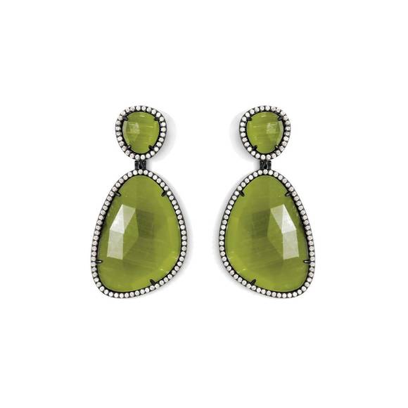 NEW SPLENDID IRIS women's bold cat's eye earrings in olive - Picture 1 of 1
